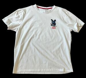 Lucky Brand White 2XL Embroidered Lucky Charm Blue Voodoo Bunny Holding Rose